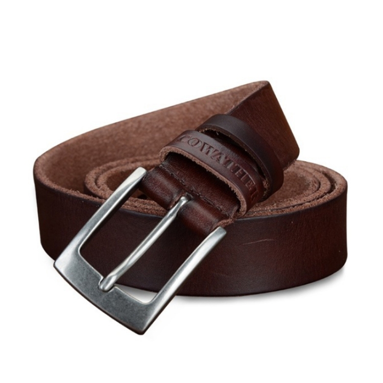 COWATHER XF018 Men Casual Business Pin Buckle Cowhide Belt, Length: 110cm(Brown)