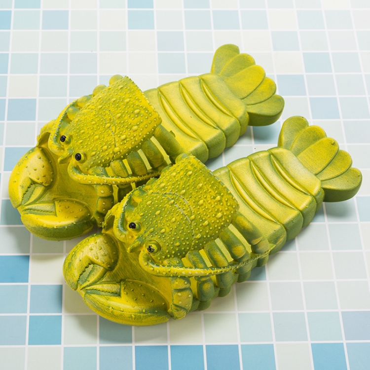 Crayfish Beach Parent-Child Slippers Children Cartoon Slippers, Size: 34-35(Green)