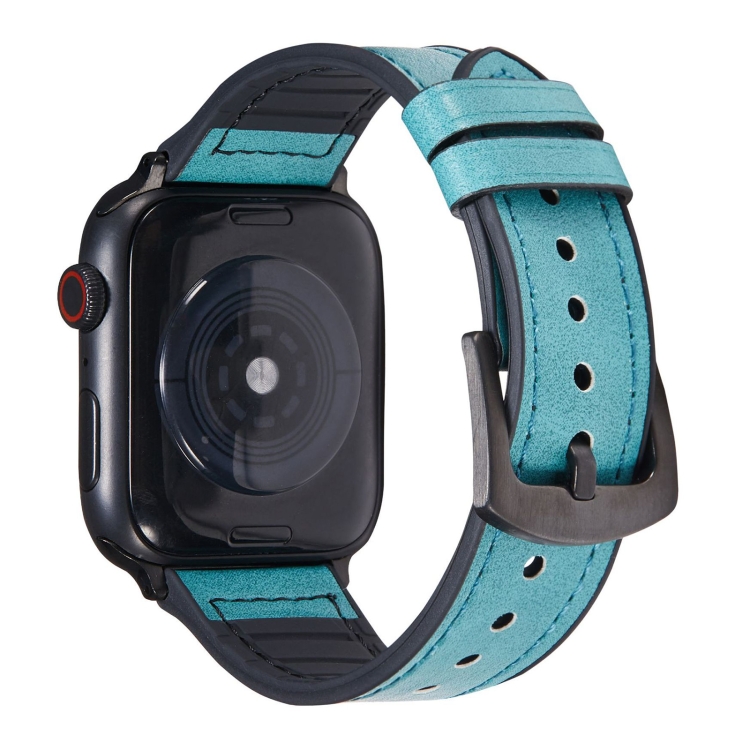 Crazy Horse Texture Leather Watch Band For Apple Watch Ultra 49mm&Watch Ultra 2 49mm / Series 9&8&7 45mm / SE 3&SE 2&6&SE&5&4 44mm / 3&2&1 42mm(Blue)