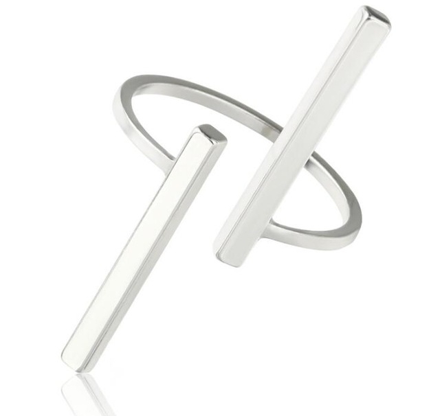 Creative Simple Geometry Opening Finger Rings Personality Jewelry(Silver)
