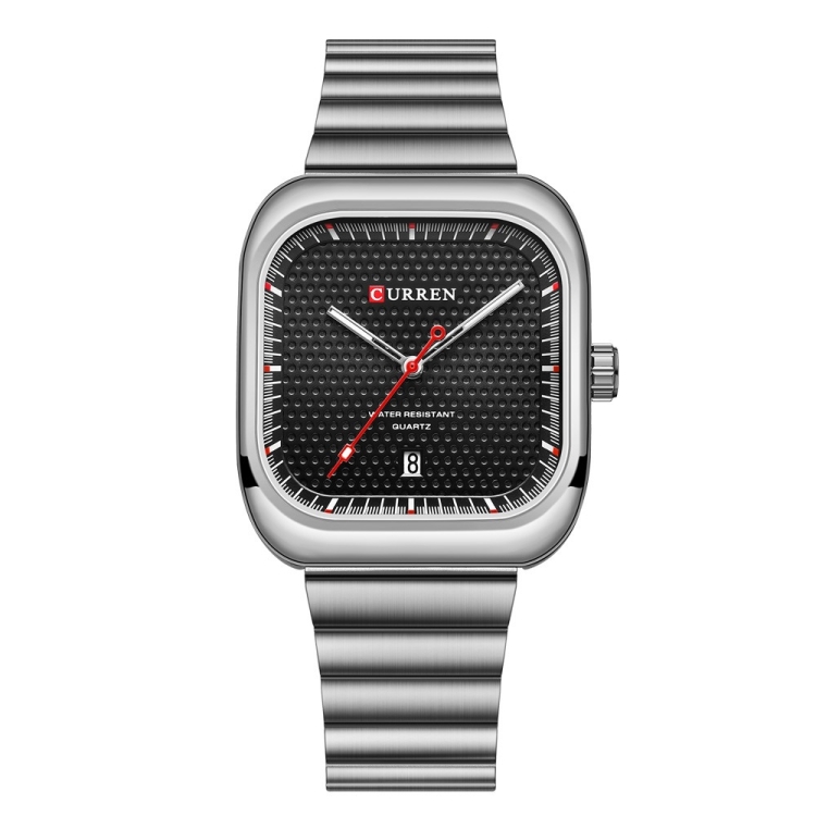Curren 8460 Casual Steel Strap Square Men Quartz Watch, Color: White Shell Black