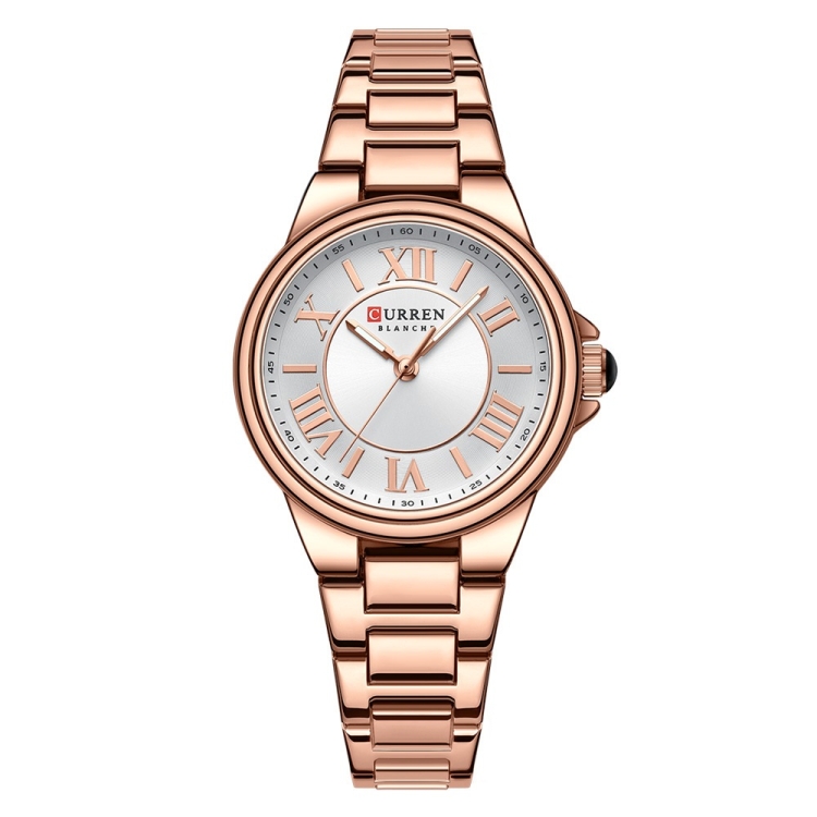 Curren 9091 Casual Steel Strap Waterproof Women's Watch, Color: Rose Shell White