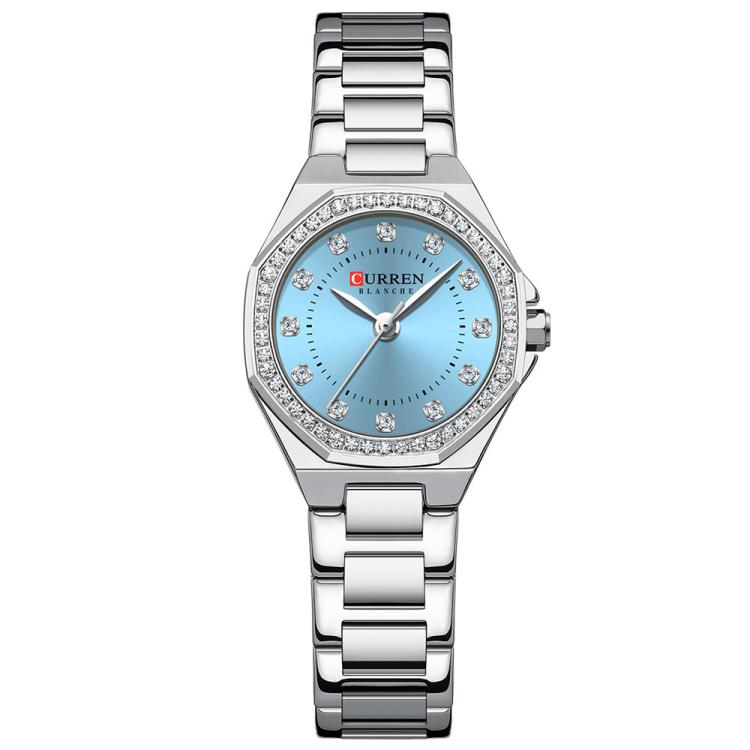 Curren Casual Steel Strap Luminous Women Watch, Color: White Blue