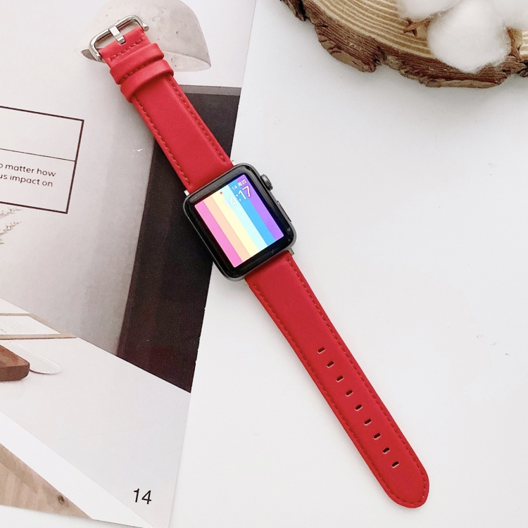 D Character Buckle Smooth Texture Watch Band For Apple Watch Series 9&8&7 41mm / SE 3&SE 2&6&SE&5&4 40mm / 3&2&1 38mm(Red)