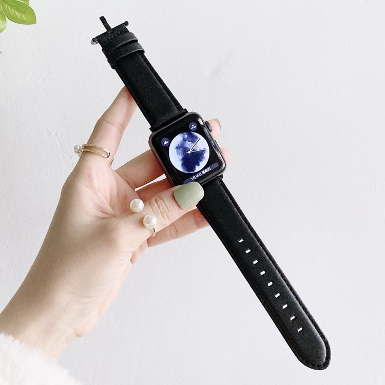 D Character Buckle Smooth Texture Watch Band For Apple Watch Ultra 49mm&Watch Ultra 2 49mm / Series 9&8&7 45mm / SE 3&SE 2&6&SE&5&4 44mm / 3&2&1 42mm(Black)