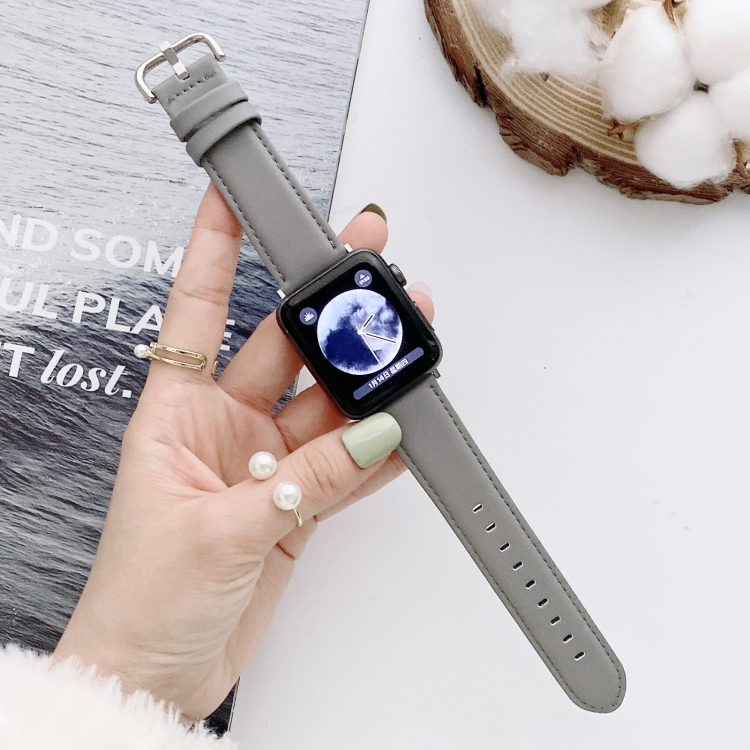 D Character Buckle Smooth Texture Watch Band For Apple Watch Ultra 49mm&Watch Ultra 2 49mm / Series 9&8&7 45mm / SE 3&SE 2&6&SE&5&4 44mm / 3&2&1 42mm(Gray)