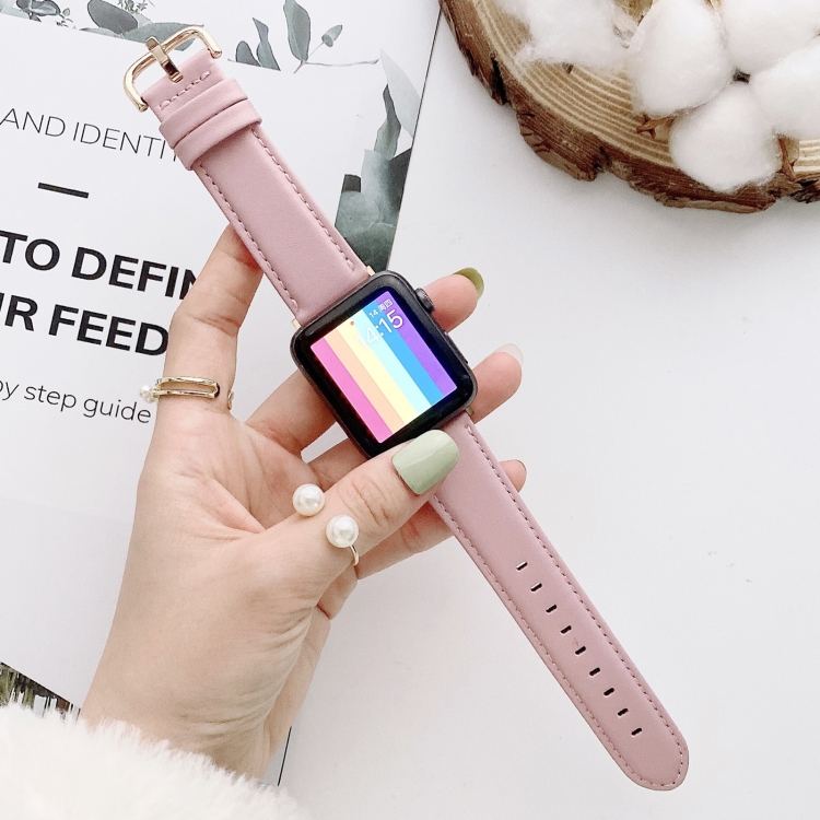 D Character Buckle Smooth Texture Watch Band For Apple Watch Ultra 49mm&Watch Ultra 2 49mm / Series 9&8&7 45mm / SE 3&SE 2&6&SE&5&4 44mm / 3&2&1 42mm(Pink)