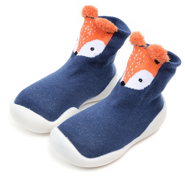 D2201 Children Cartoon Tube Floor Socks Knitted Soft Bottom Baby Shoes Socks, Size: 20-21(Blue Fox)