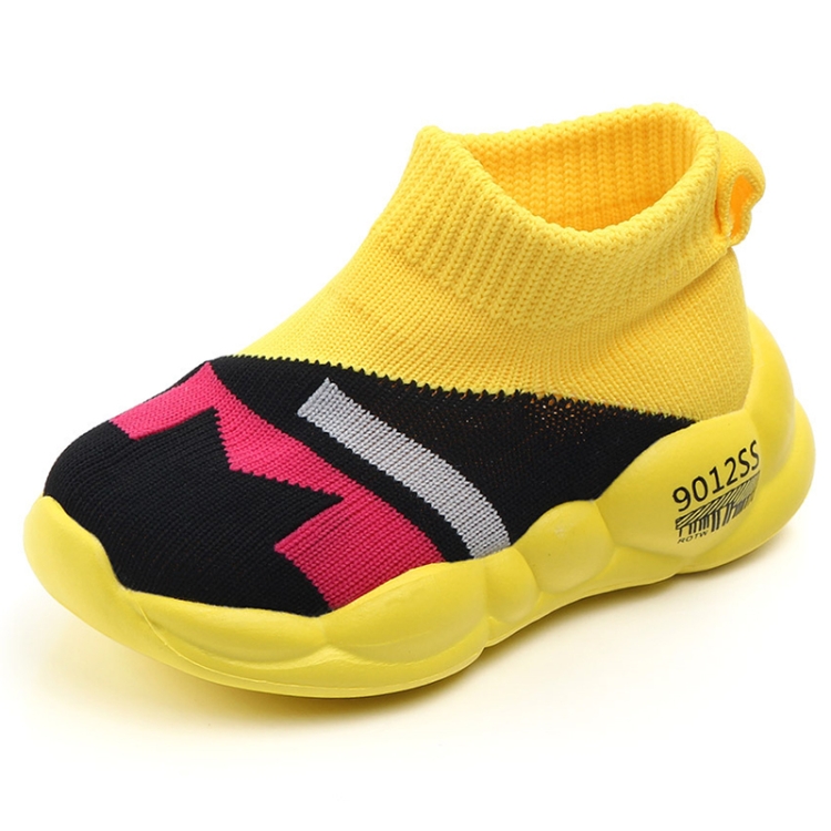 D2232 Breathable Baby Walking Shoes Fly Woven Mesh Children Casual Shoes, Size: 21(Yellow)