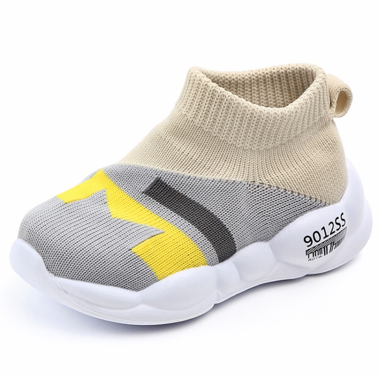 D2232 Breathable Baby Walking Shoes Fly Woven Mesh Children Casual Shoes, Size: 23(Gray)