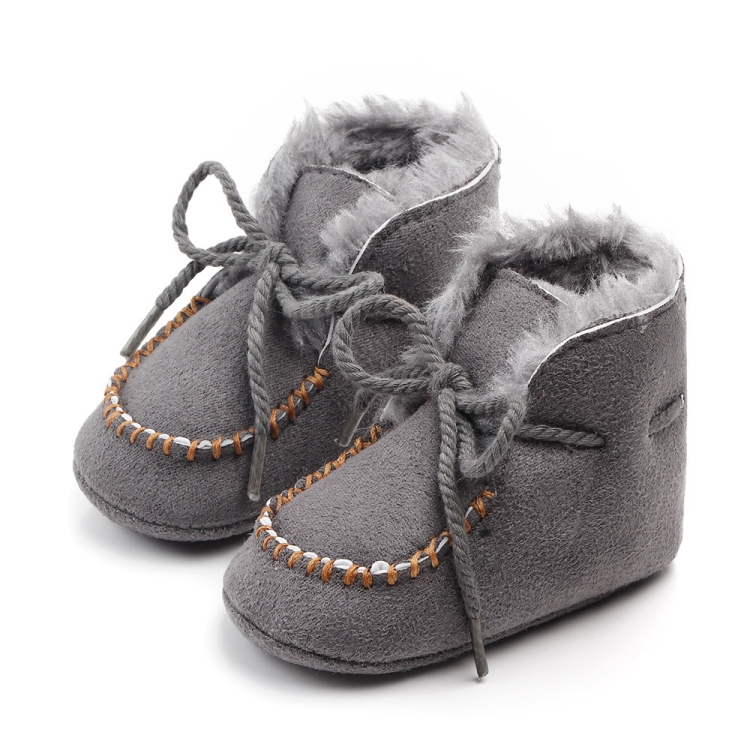 D2245 Winter Warm Baby Cotton Boots Plus Velvet Thickened Baby Walking Shoes, Size: 11cm(Grey)