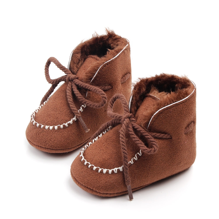 D2245 Winter Warm Baby Cotton Boots Plus Velvet Thickened Baby Walking Shoes, Size: 12cm(Brown)
