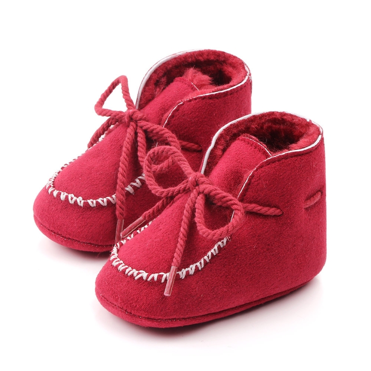 D2245 Winter Warm Baby Cotton Boots Plus Velvet Thickened Baby Walking Shoes, Size: 12cm(Red)