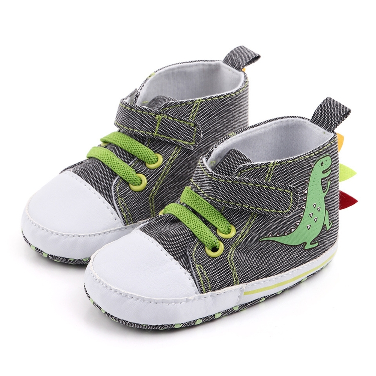 D2399 High Top Canvas Cartoon Dinosaur Small Wave Shoes Cloth Soles Walking Shoes, Size: 13cm(Grey)