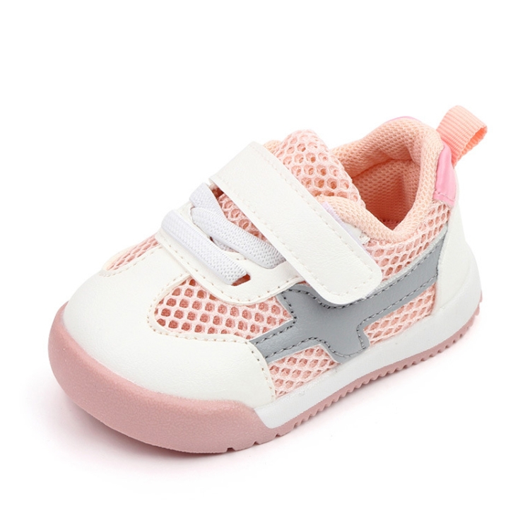 D2678 Autumn Baby Shoes Super Skin Children Sport White Shoees, Size: 15(Single Net Pink)