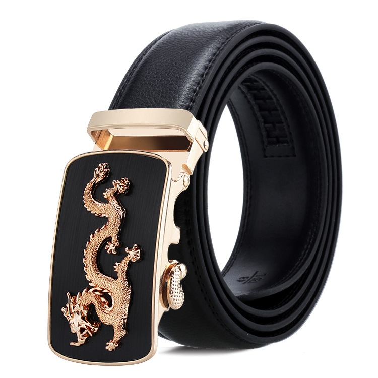 Dandali Casual Men Automatic Buckle Belt Business Soft Leather Pants Band, Length (cm): One Size 110-125cm(ZD-18)