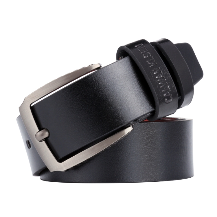 Dandali L8023 Men Casual Antique Pin Buckle Leather Belt Waistband, Length: 110-125cm (Black)