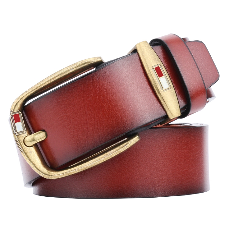 Dandali L8037 Men Casual Imitation Copper Buckle Leather Belt Waistband, Length: 115-125cm (Brown)