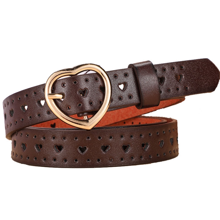 Dandali Ladies Microfiber Bottom Love Pin Buckle Belt Versatile Jeans Waistband, Length: 105cm(Coffee)