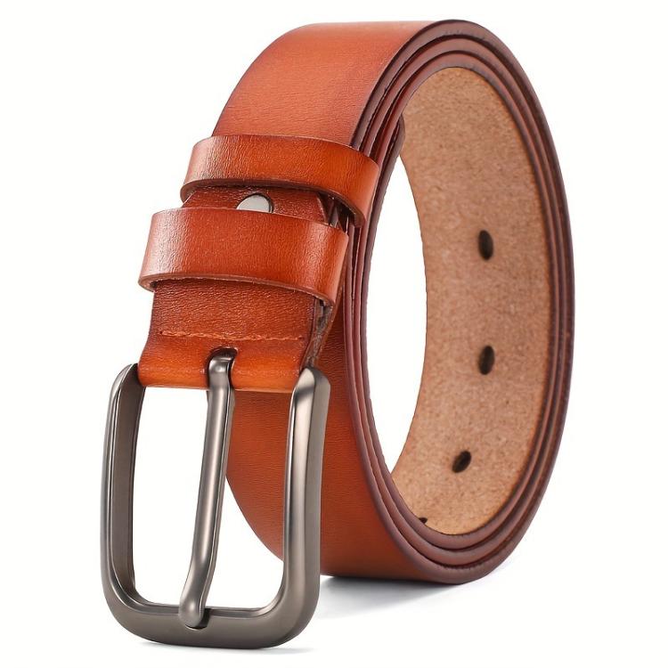Dandali Men Antique Leather Pin Buckle Belt Casual Simple Pin Buckle Belt, Length: 115cm(Brown)