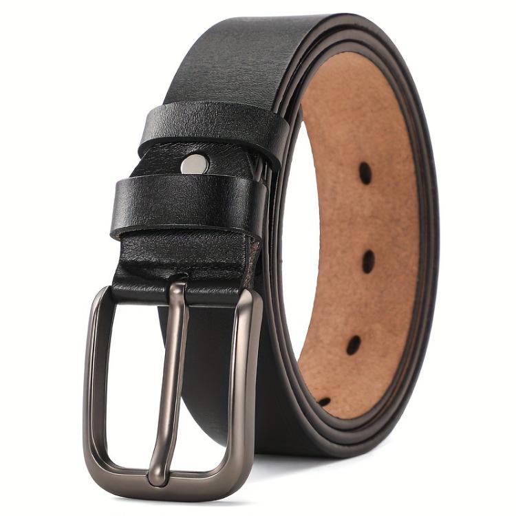Dandali Men Antique Leather Pin Buckle Belt Casual Simple Pin Buckle Belt, Length: 120cm(Black)
