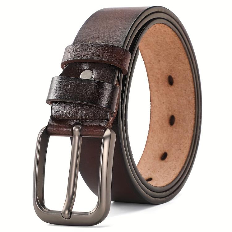 Dandali Men Antique Leather Pin Buckle Belt Casual Simple Pin Buckle Belt, Length: 125cm(Coffee)