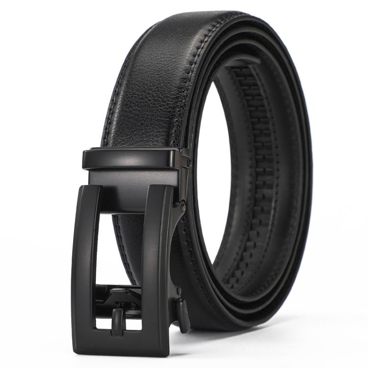 Dandali Men Leather Automatic Buckle Belt, Length: 120cm(Black)