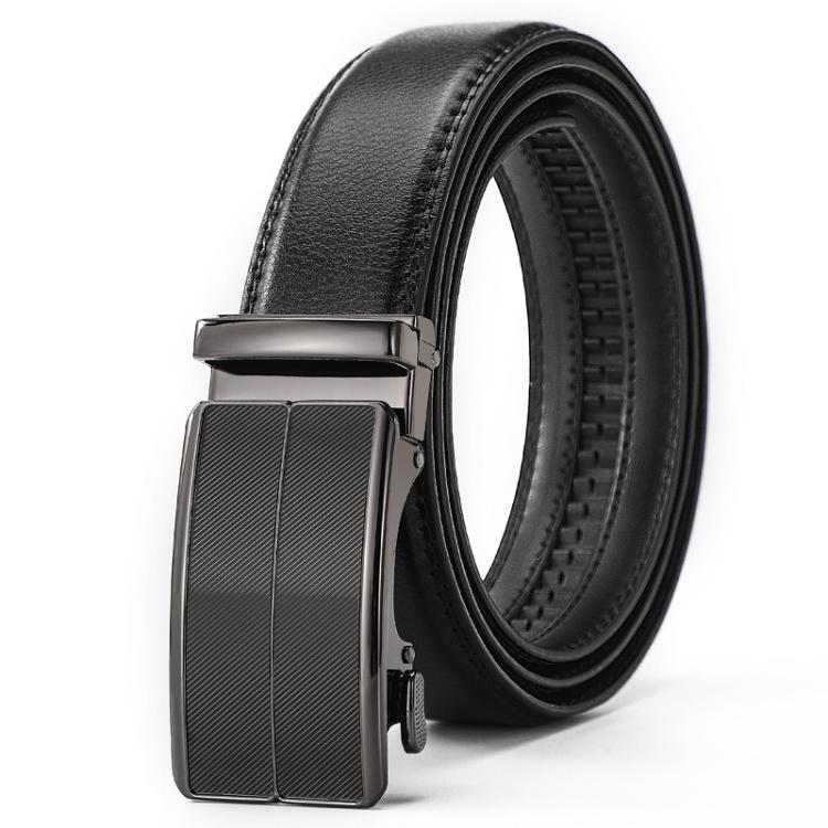 Dandali Men Leather Automatic Buckle Belt, Length: 125cm(Black)