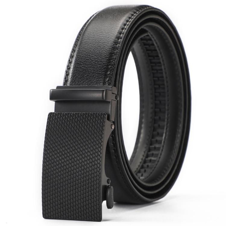 Dandali Men Leather Automatic Buckle Casual Belt, Length: 130cm(Black)