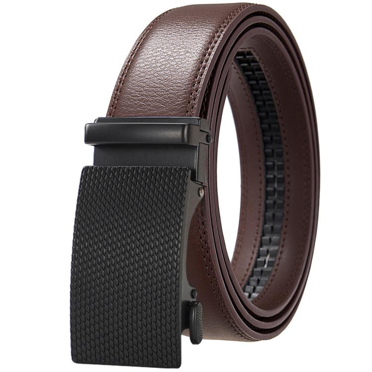 Dandali Men Leather Automatic Buckle Casual Belt, Length: 130cm(Brown)