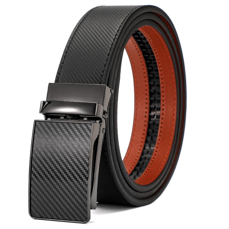 Dandali Men Leather Business Automatic Buckle Belt, Length: 130cm(Black)