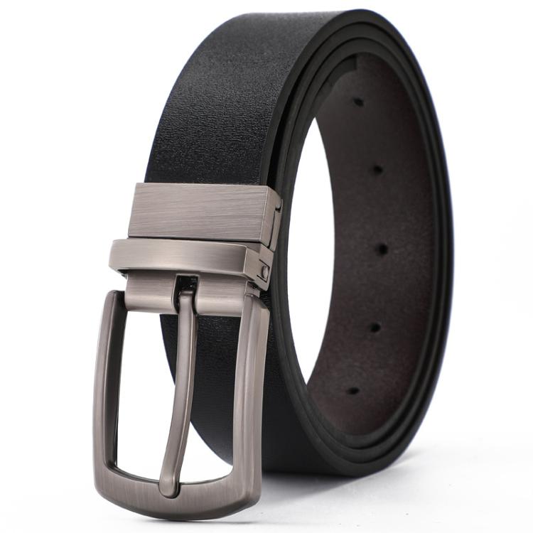 Dandali Rotatable Pin Buckle Men Leather Belt Leisure Belt, Length: 115cm(Black)