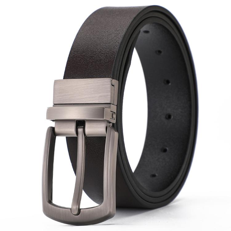 Dandali Rotatable Pin Buckle Men Leather Belt Leisure Belt, Length: 115cm(Brown)