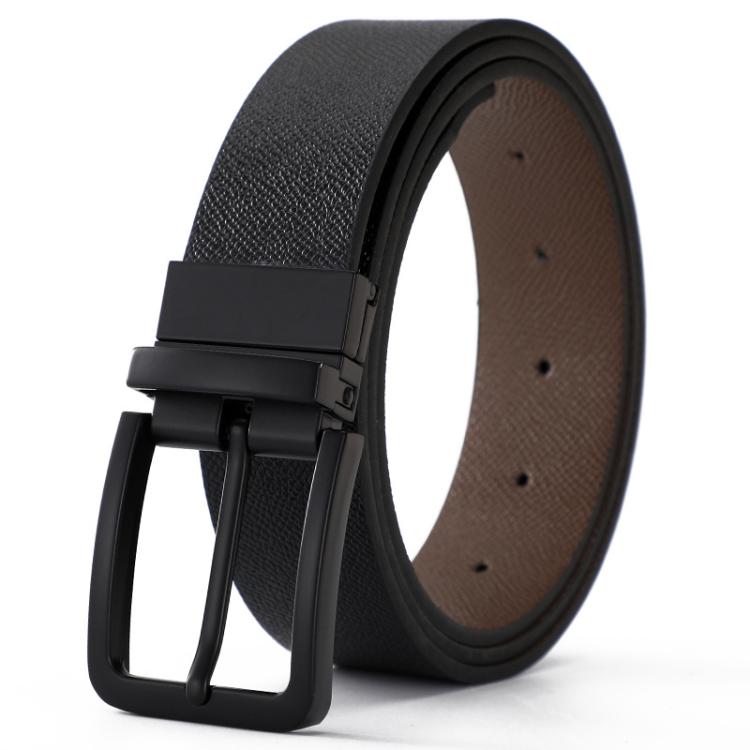 Dandali Rotating Pin Buckle Reversible Men Belt, Length: 120cm(Black)