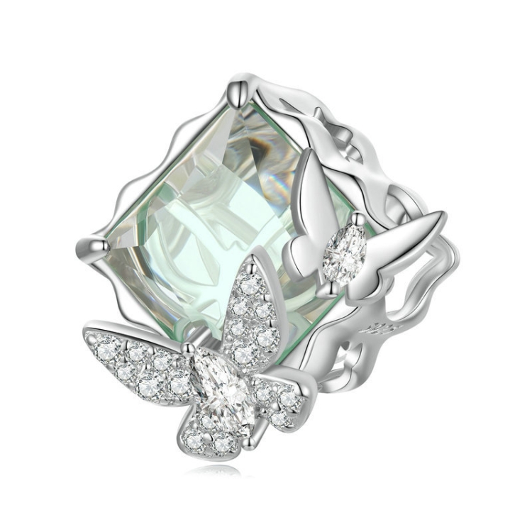 DIY Bracelet Beading Accessories Fresh Natural S925 Silver Pendant, Style: Butterfly BSC649