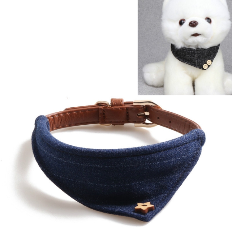 Dog Collars Pet PU Triangle Collars, Specification: 1.3x34cm(Blue)