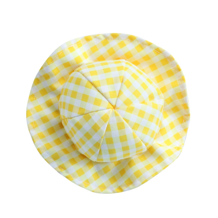 Dog Hat Summer Cool Photo Decoration Pet Cat Sun Hat, Size: M(Yellow Grid)
