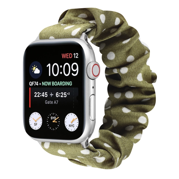 Dots Hair Ring Cloth Watch Band For Apple Watch Series 9&8&7 41mm / SE 3&SE 2&6&SE&5&4 40mm / 3&2&1 38mm(Green)
