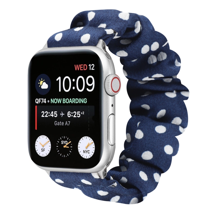 Dots Hair Ring Cloth Watch Band For Apple Watch Series 9&8&7 41mm / SE 3&SE 2&6&SE&5&4 40mm / 3&2&1 38mm(Royal Blue)