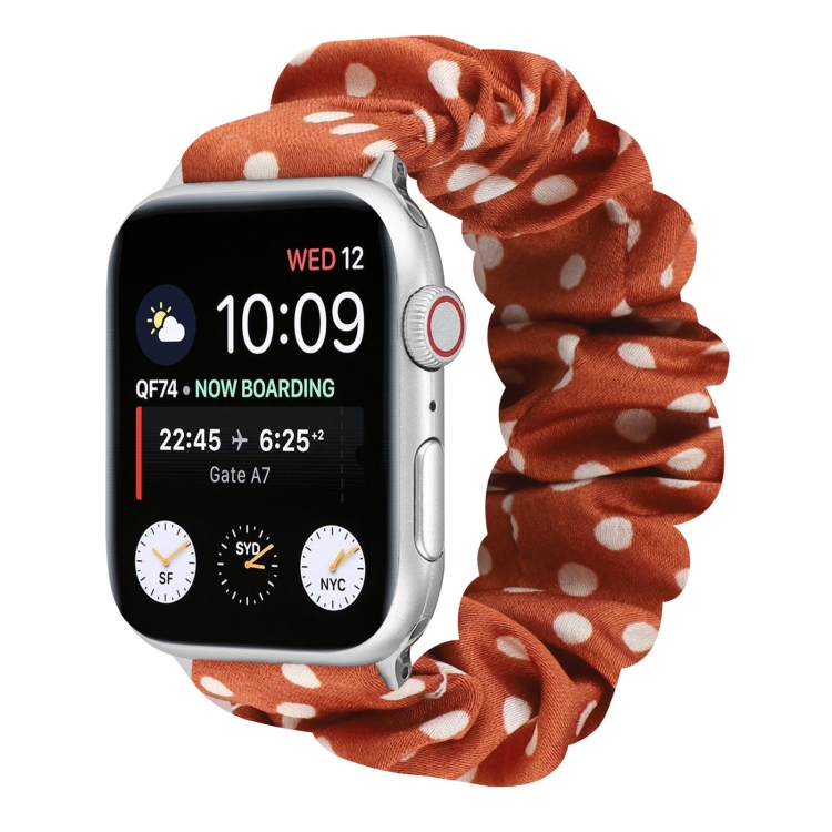 Dots Hair Ring Cloth Watch Band For Apple Watch Ultra 49mm&Watch Ultra 2 49mm / Series 9&8&7 45mm / SE 3&SE 2&6&SE&5&4 44mm / 3&2&1 42mm(Orange)