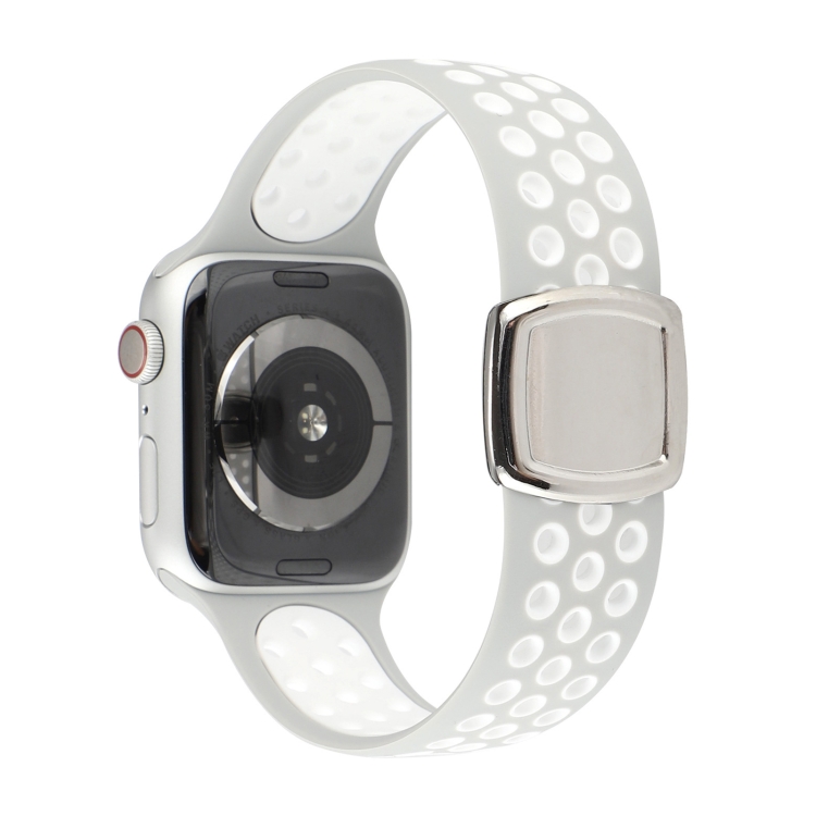 Double Color Silicone Watch Band For Apple Watch Ultra 49mm&Watch Ultra 2 49mm / Series 9&8&7 45mm / SE 3&SE 2&6&SE&5&4 44mm / 3&2&1 42mm(Gray White)
