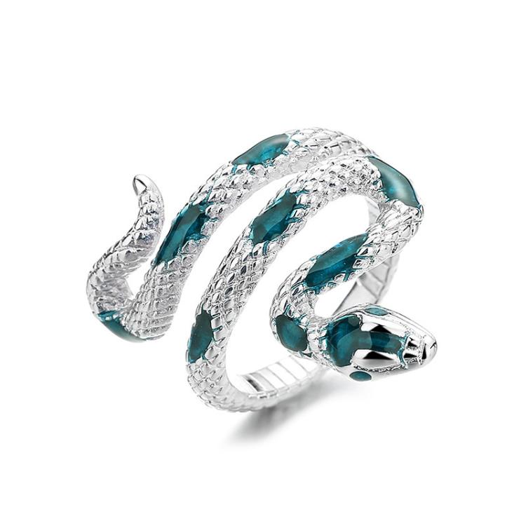 Drip Glue Snake Cool Style Irregular Index Finger Ring Tide Cool Women Ring(Green)