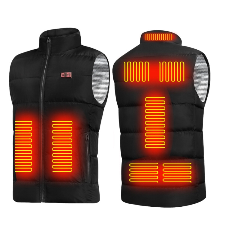 Dual Control Switch Smart USB Heating Down Vest, Size: L(Black)