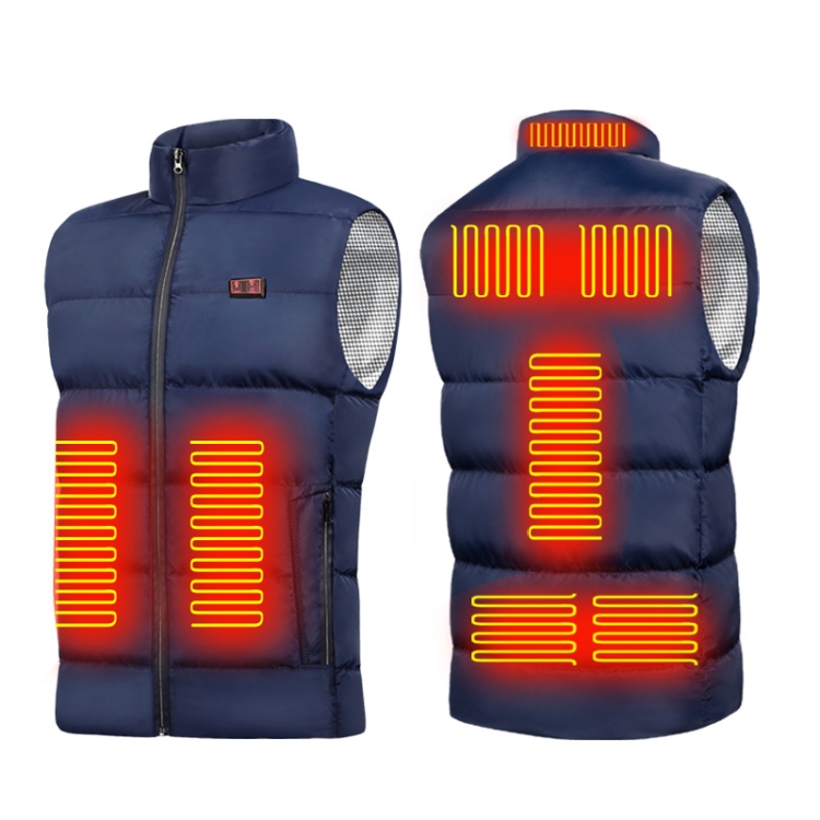 Dual Control Switch Smart USB Heating Down Vest, Size: XL(Blue)