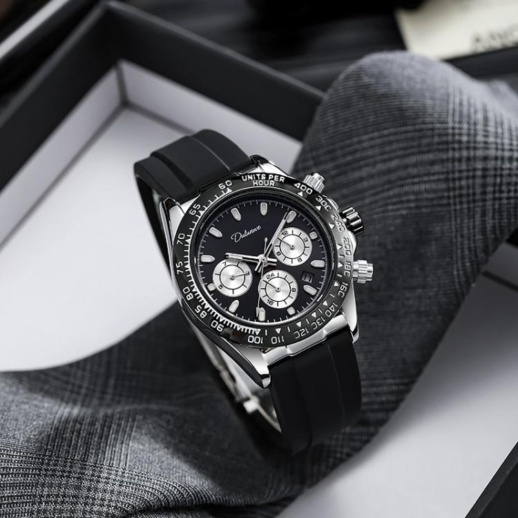 Dulunwe 30m Waterproof Luminous Fully Automatic Mechanical Watch(Silver Shell Black)