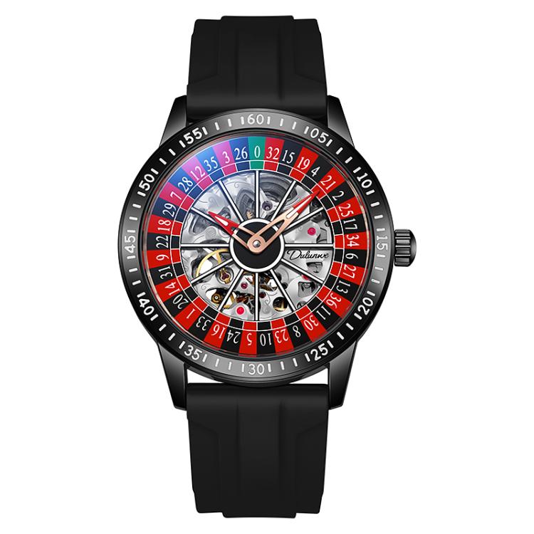 Dulunwe 6061A 30m Waterproof Rotating Dial Mechanical Watch, Color: Black Silicone