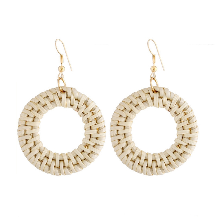 E2002-1 Ear Hook Circle Bamboo Vine Handmade Woven Earrings Bosomia Style Earrings
