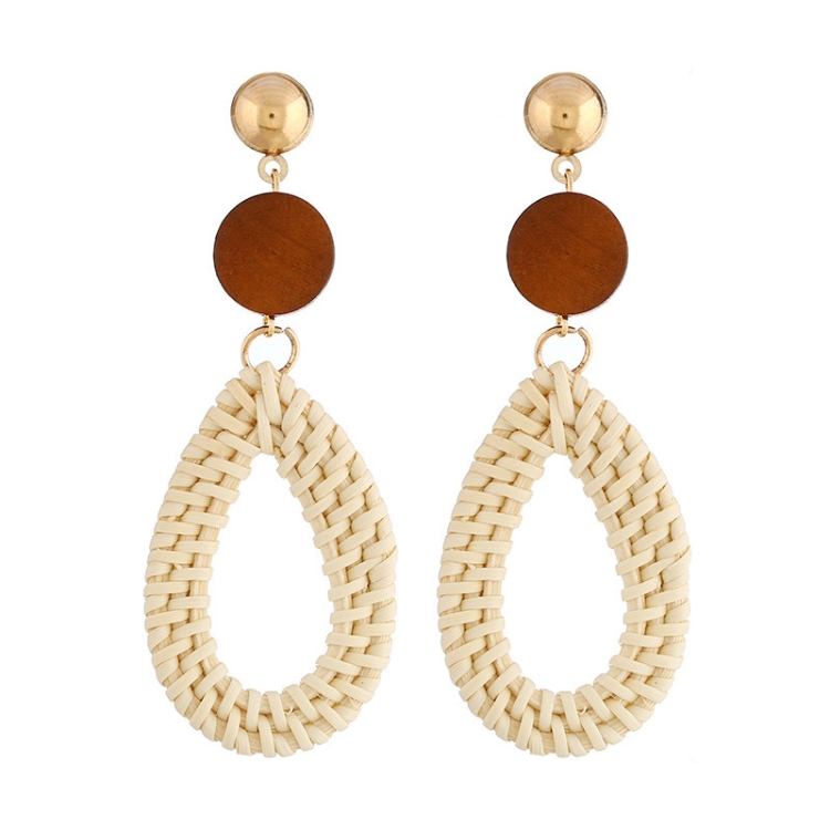 E2002-9 Coffee Water Drop Bamboo Vine Handmade Woven Earrings Bosomia Style Earrings