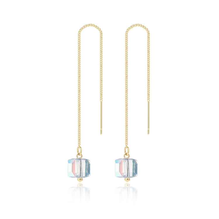 E2210-4 Crystal Long Ear Wire Women Simple Earrings