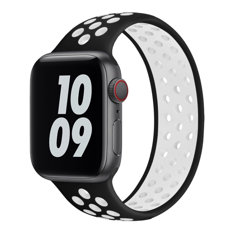 Elastic Silicone Watch Band For Apple Watch Series 7 45mm / 6 & SE & 5 & 4 44mm / 3 & 2 & 1 42mm, Length:150mm(Black White)